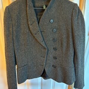 Ralph Lauren Charcoal Herringbone Blazer